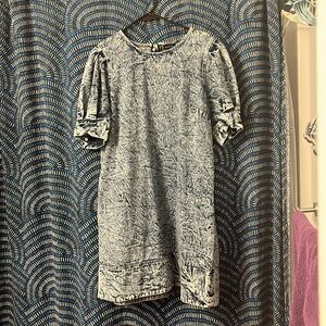 Elegant Blue Puff Sleeve Dress